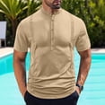 thumbnail image 4 of Klisyaur Shirt for Men Short Sleeve Crewneck Button Shirts Solid Color Casual Fashion Summer Tees Top, 4 of 7