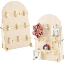 2pcs Wooden Pegboard Display Stand Arch Shaped Bracelet Display Stands Pegboard Stand Desk with 9 Hooks