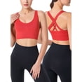 thumbnail image 3 of Hanerdun Womens Sports Bras Cross Back Padded Seamless High Impact Workout Athletic Yoga Activewear Red L, 3 of 10