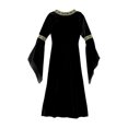 thumbnail image 5 of YONGHS Kids Girls Renaissance Vintage Maxi Dress Gothic Medieval Costume Halloween Fancy Dress up Black 12, 5 of 6