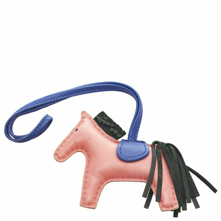 Authenticated Used Hermes Rodeo PM Horse Bag Charm Pink Rose Azare Blue  Agneau Milo Women's HERMES