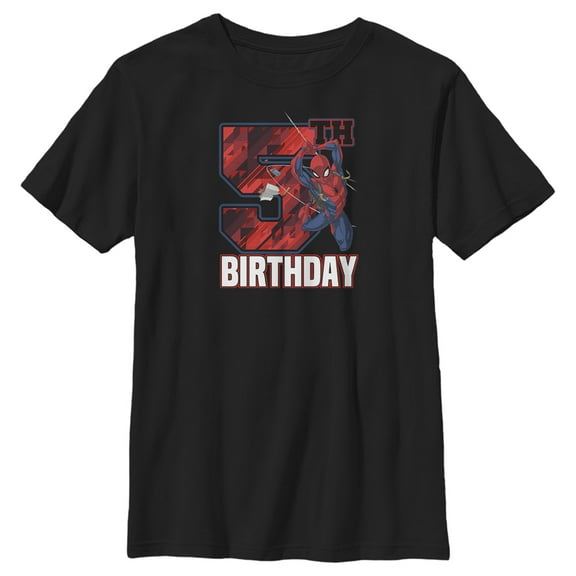 Boy's Marvel 5th Birthday Spidey Graphic Tee Black Small