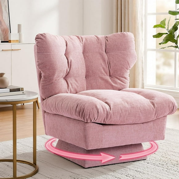 BeesClover Modern Swivel Armchair Chair,360 Degree Swivel Accent Chairs with Thick Tufted Cushions,Swivel Chenille Vanity Chair Single Arm Sofa Ergonomic Lounge Reading Chairs for Living Room/Bedroom