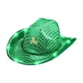 thumbnail image 5 of St. Patrick's Day Hat with Glowing Sequins, Leprechaun Costume Accessory, Irish Party Performance Prop for Adults(Green), 5 of 6