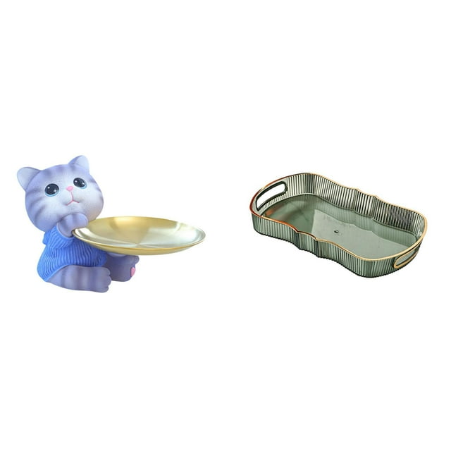 Figura de oso,Bandeja para gatos Bandeja para dulces para gatos Bandeja para estatuas de resina,Cuenco para llaves con forma de gato para la entrada,Bandeja de almacenamiento,Bandeja