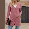 thumbnail image 5 of idosla Women Cardigans Open Front Lightweight Button Down Duster Long Cardigan Vertical Stripes Pockets for Casual Fall (Red, XL), 5 of 8
