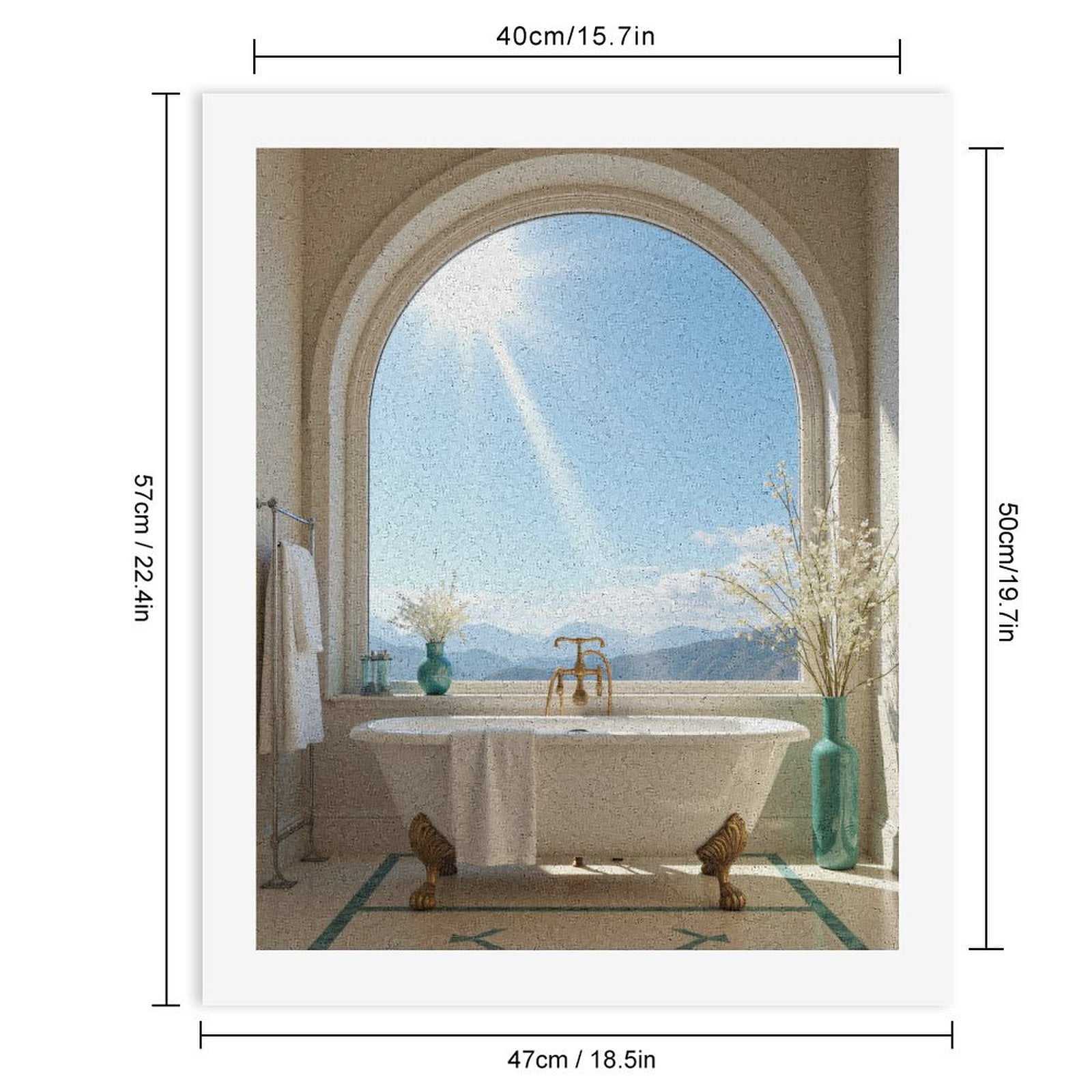 Paint by Numbers Kit for Adults, Luxurious Bathroom View Sunshine Paint by Numbers, Easy Paint by Numbers Kit for Adults Beginner, DIY Adult Paint by Number Kits on Canvas, Home Decor