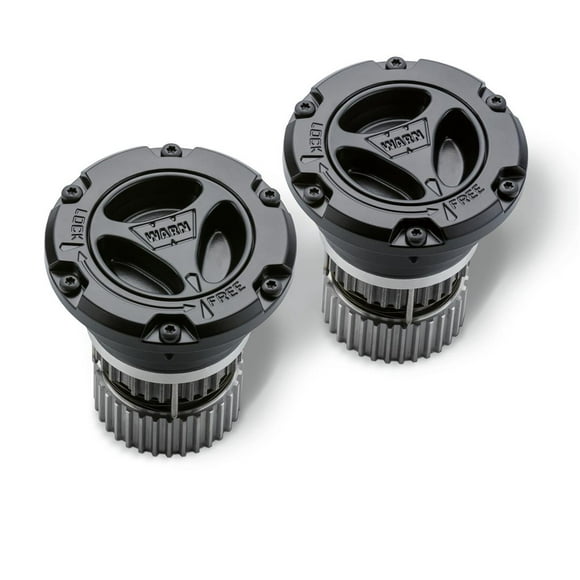 Warn Locking Hub 95060 3 Piece Design; 35 Spline; 6 Bolt Count; Black Satin Finish; IP68 Sealed; Chrome Molly Gears; Short Throw Engagement; Stainless Steel Hardware; Set Of 2