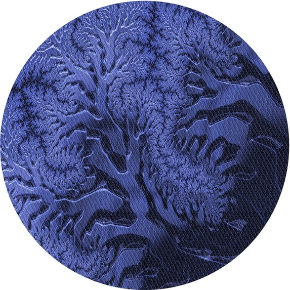 Ahgly Company Indoor Round Patterned Royal Blue Area Rugs, 5' Round
