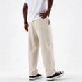 thumbnail image 5 of Nestiefly Mens Cotton Linen Pants Casual Elastic Waist Drawstring Summer Beach Pants Loose Fit Lightweight Dress Trousers 2026 Beige L, 5 of 6