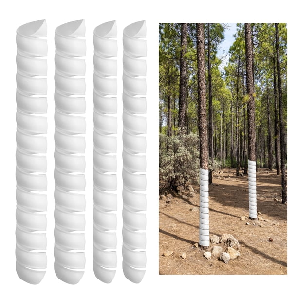 Protector de tronco de árbol, envolturas de árbol de 2 tamaños para proteger la corteza, protector de árbol en espiral de plástico, envolturas de tubo protectoras de corteza de árbol, 4 Uds.