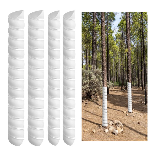 Protector de tronco de árbol, envolturas de árbol de 2 tamaños para proteger la corteza, protector de árbol en espiral de plástico, envolturas de tubo protectoras de corteza de árbol, 4 Uds.