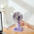 thumbnail image 4 of Retro Vertical Desk Fan USB Rechargeable – Aesthetic Mini Desktop Fan with LED Display, Quiet Multi-Speed Cooling Fan for Dorm, Bedroom, Office & Home Decor Use, Purple, 4 of 5