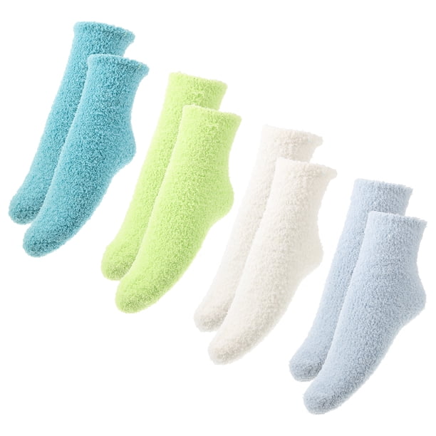 4 pares de calcetines tipo pantuflas para mujer, calcetines térmicos para el suelo, calcetines gruesos y cálidos para invierno
