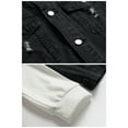 thumbnail image 3 of LZLER Men's Jean Jacket Hoodie Black Distressed Denim Jacket with Hood, 3 of 6