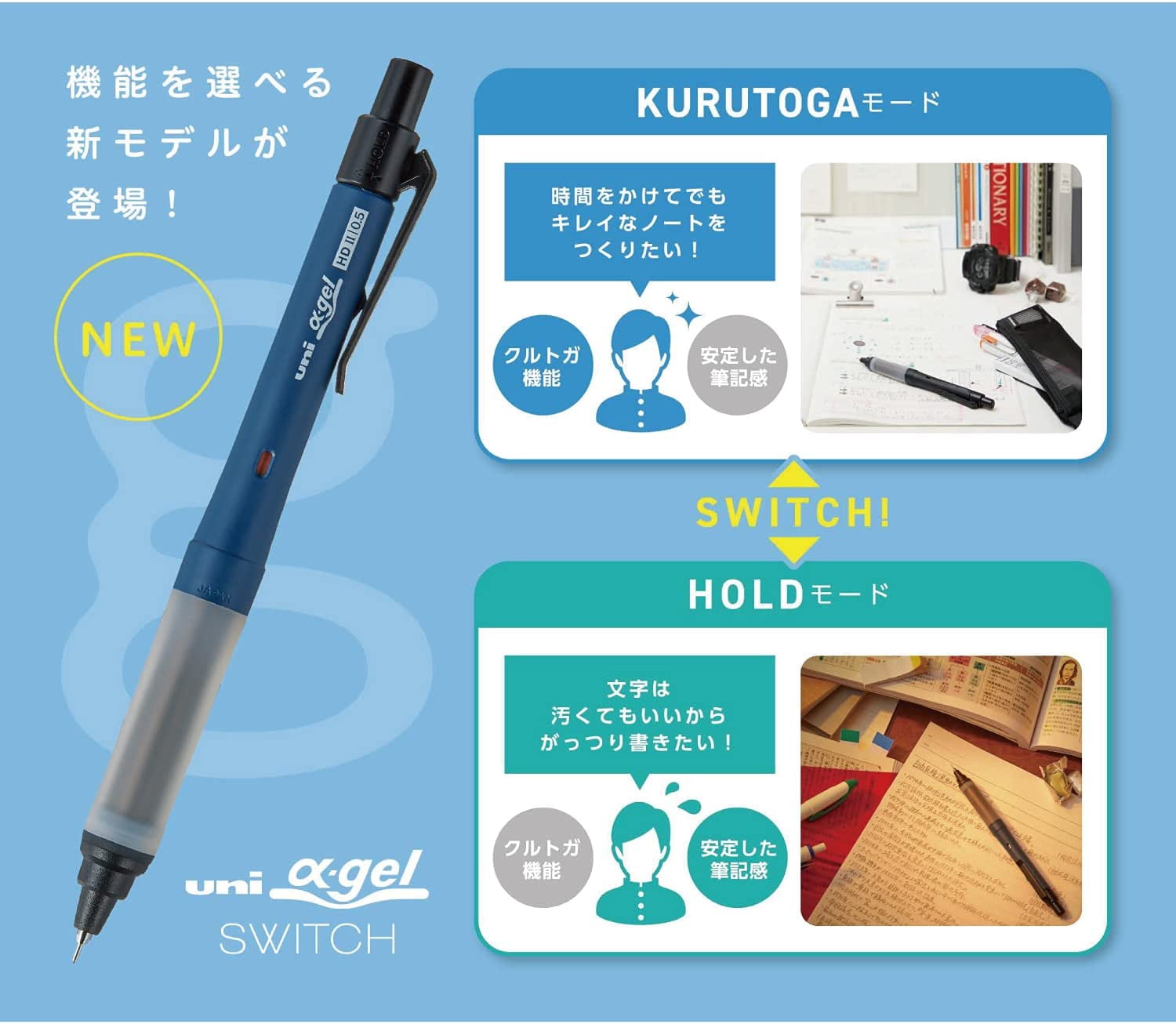 Alpha-Gel Switch Mechanical Pencil, 0.5 mm, Black Body (M51009GG1P.24)