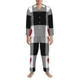 thumbnail image 3 of Picia Heart Black Buffalo Plaid Gingham Pattern Men’s Long-Sleeve Sleepwear Set - Soft 2-Piece Loungewear with Pockets, Comfy PJs for Relaxing Nights-, 3 of 7