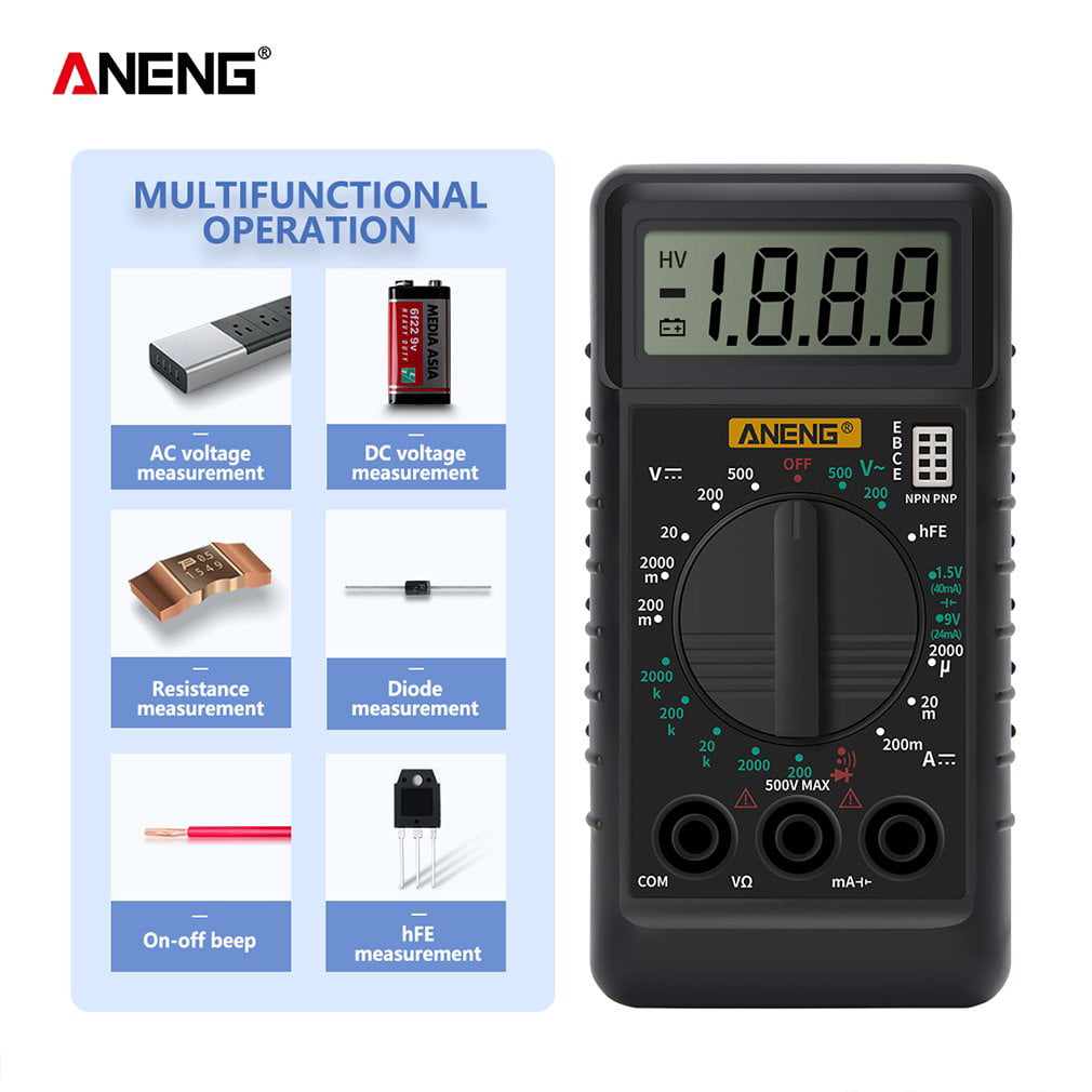 DT-182 Digital Mini Multimeter DC/AC Voltage Current Meter Handheld Pocket Voltmeter Ammeter Diode Triode Tester Multitester
