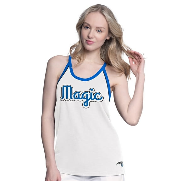 Women's G-III 4Her by Carl Banks White Orlando Magic Curveball Racerback Scoop Neck Slub Tank Top