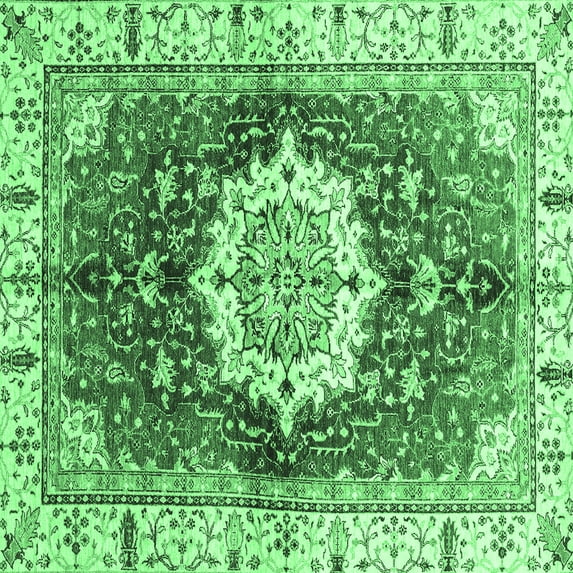 Ahgly Company Indoor Square Abstract Emerald Green Modern Area Rugs, 3' Square