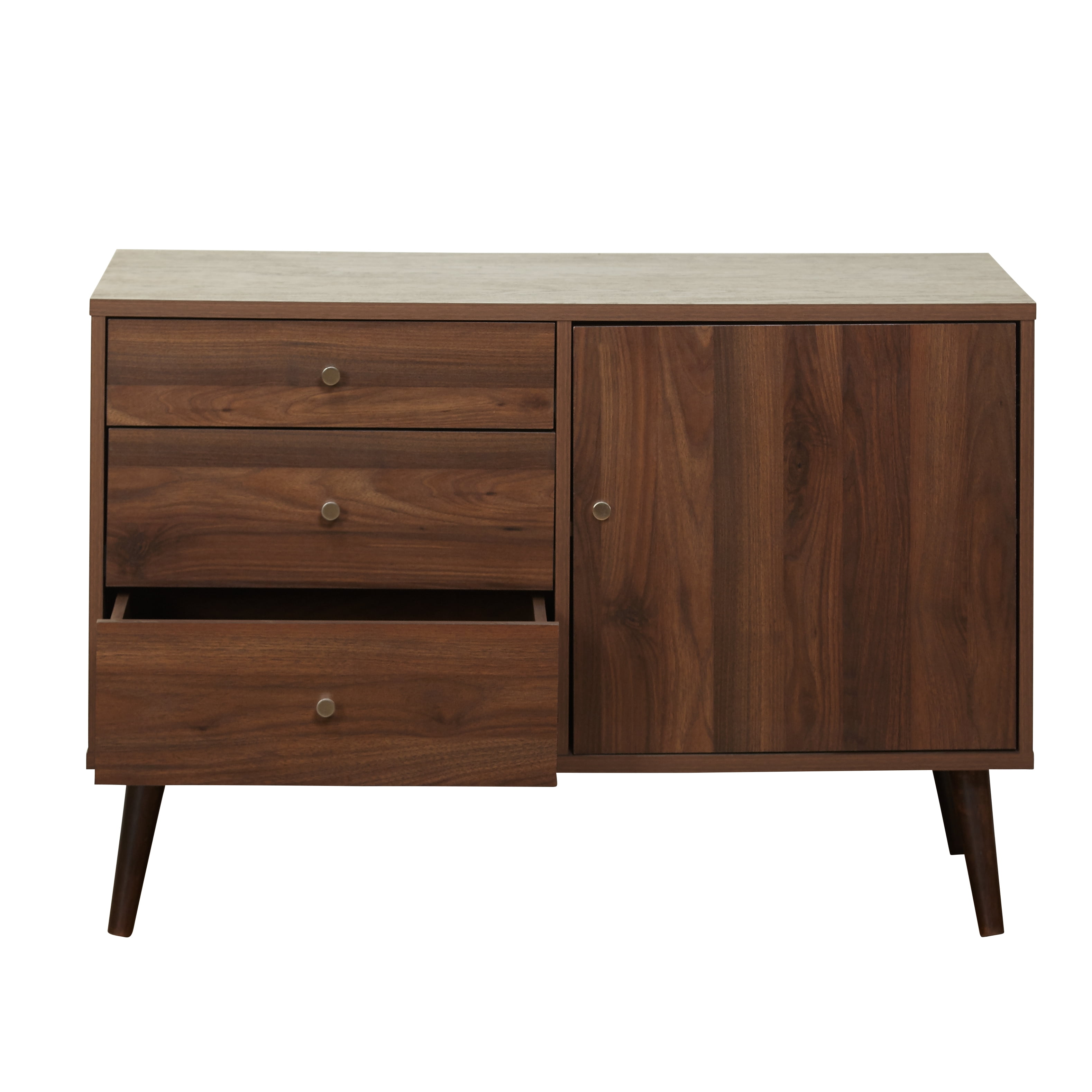 TMS Carroll 40” Wide Mid Century Modern Dining Room Sideboard Buffet, Walnut Finish
