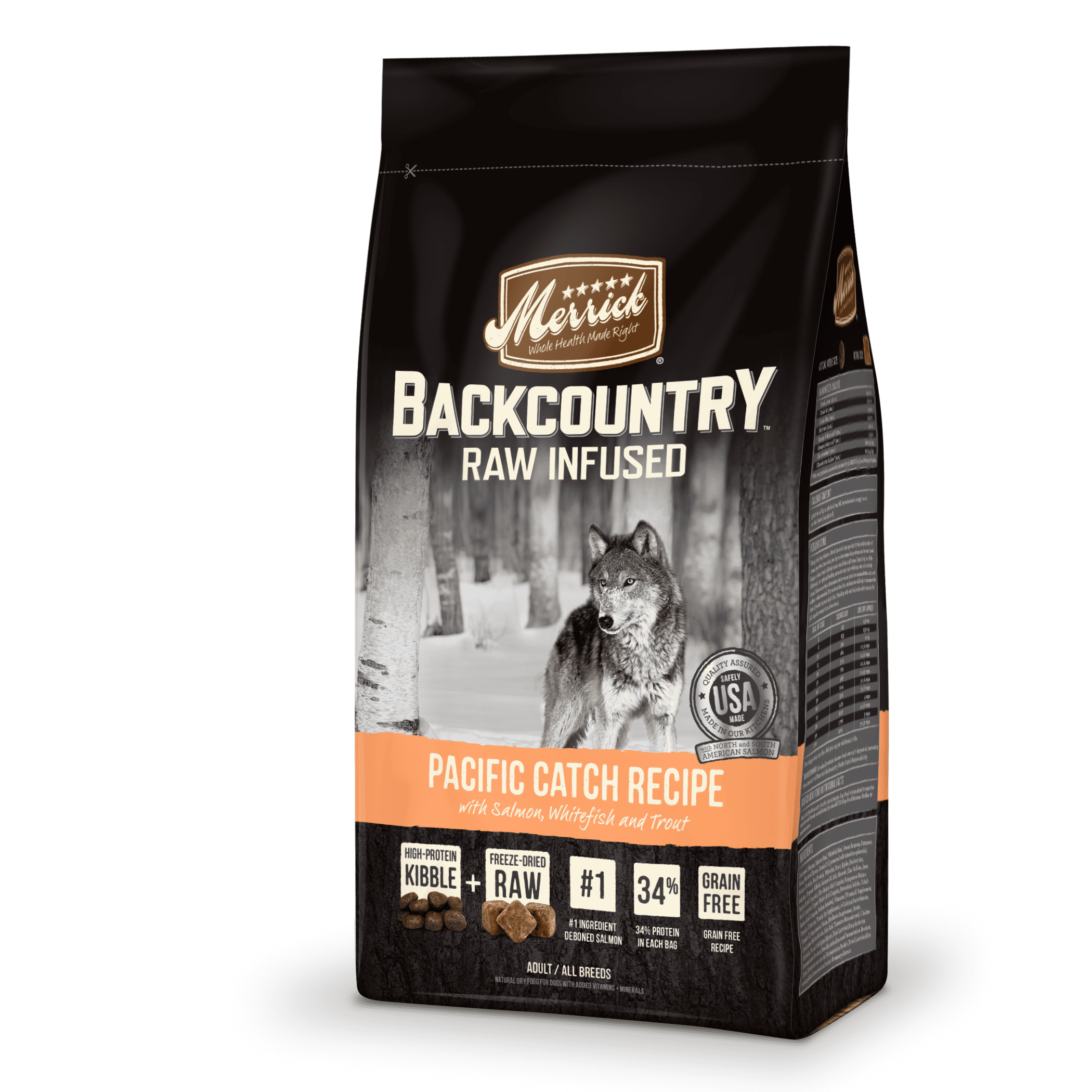 Merrick Backcountry Grain-Free Raw Infused Pacific Catch Recipe Dry Dog Food, 12 lb