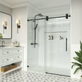 thumbnail image 3 of MCOCOD 57 to 60 in. W x 72 in. H Frameless Shower Door, 3/8" (10 mm) Clear Tempered Glass, Single Sliding Alcove Shower Doors with Handle, Matte Black Finish, 3 of 11