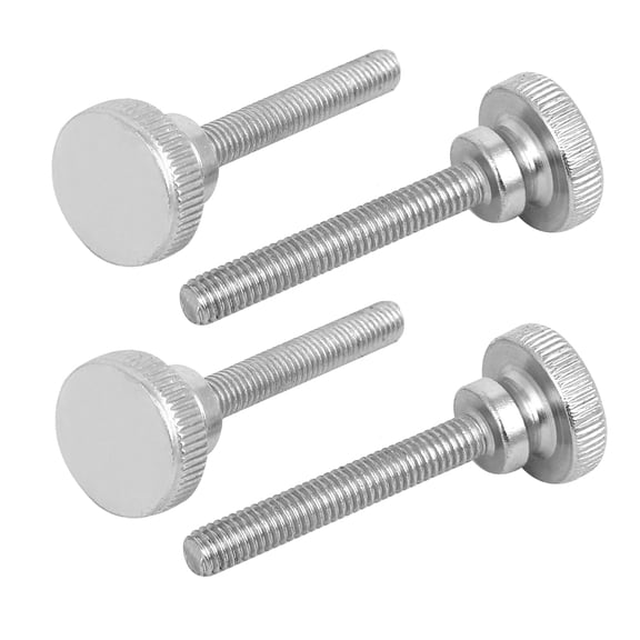 M6x40mm Flat Knurled Head Fully Metal Threaded Thumb Screws Bolts Fastener 4pcs
