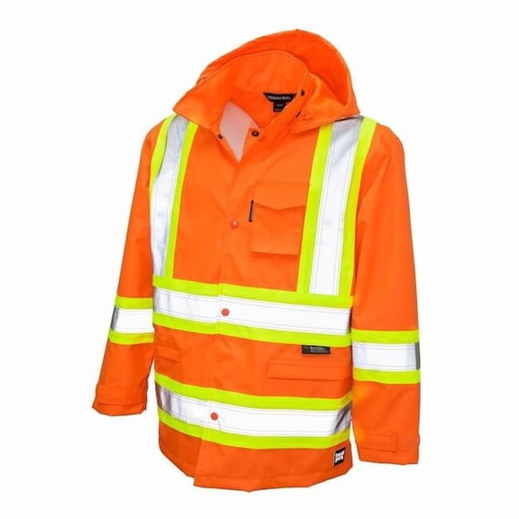 Rain Jacket, Polyester, Polyurethane, Class 3 Type R, Orange, 2XL