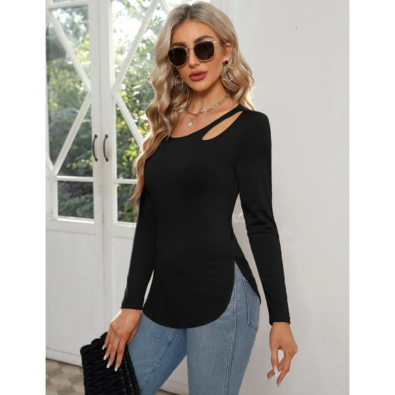 Womens Long Sleeve Workout Shirts-Plain Long Sleeve Tshirt for Women