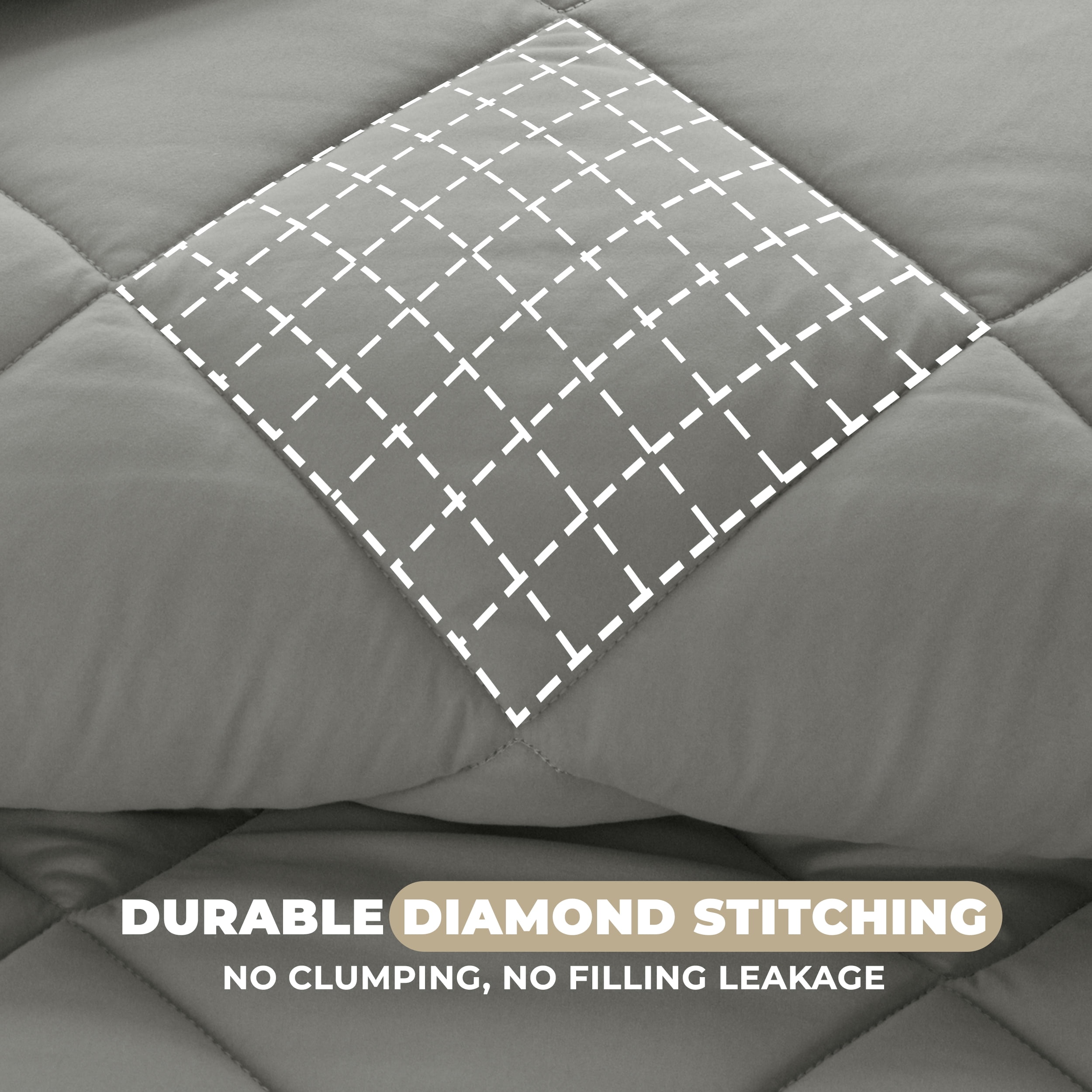 Lux Decor All-Season Comforter Sets King Size 3 PC, Reversible Bedding Set with Diamond Quilted Design Comforter and 2 Pillow Shams, Lightweight & Cozy Set de Cama Gray/Dark Gray