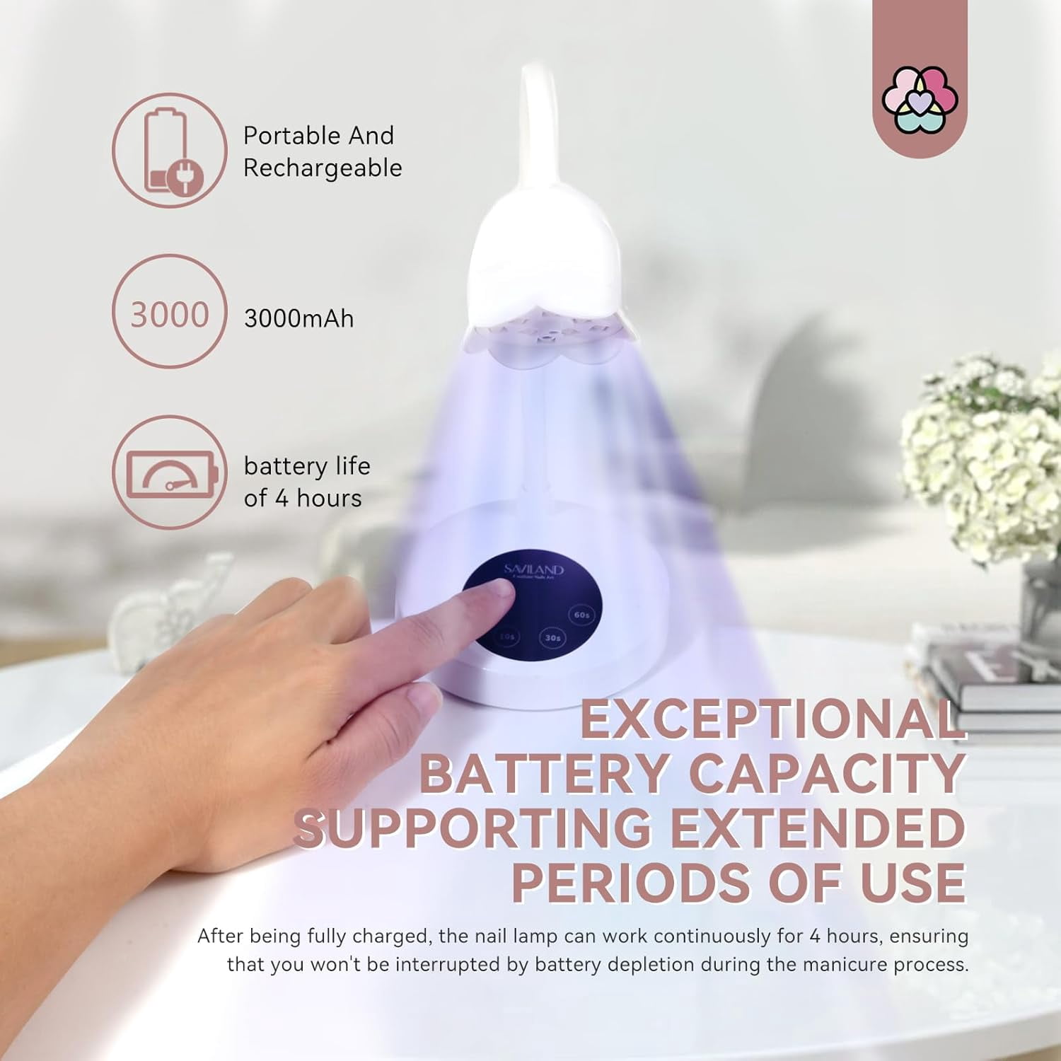 Lamp-30W Gel X Lamp Mini Cordless Nail Lamp for Gel Nail Polish 27W U V Light for Gel Nails: Smart Sensor U V Gel X Lamp 10s Flash Cure Intellisense Gooseneck U V