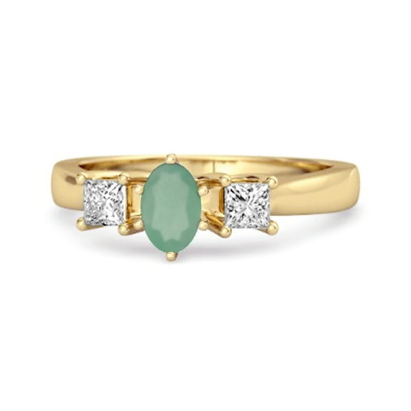 0.95 Ctw Emerald 925 Sterling Silver Gold Vermeil Three Stone Confession Mother's Day Gift Ring