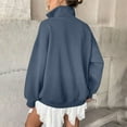 thumbnail image 4 of ClodeEU Womens Fleece Oversized Sweatshirts,Long Sleeve Half Snap Stand Collar Pullover Tops Dark Blue,Womens Plus XL, 4 of 8