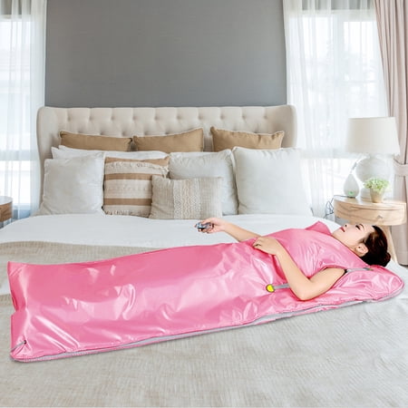 MOPHOTO Far-Infrared Heat Sauna Blanket  Upgraded Heat Far Infrared Blanket Digital Sauna for Body Shaper Detox Spa Relaxation ( Pink)