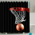 thumbnail image 5 of 3D Basketball Shower Curtain Sets for Boys Teens Athlete Gym Theme Sports Bathroom Polyester Waterproof, 5 of 7