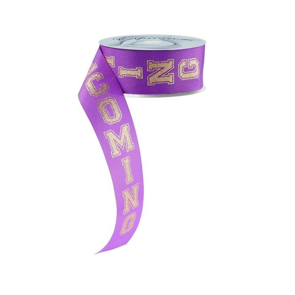 1.5" Glitter Homecoming Ribbon: Purple/Gold (100 Feet)