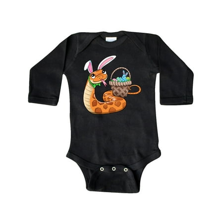 

Inktastic Easter Cute Snake with Basket and Bunny Ears Gift Baby Boy or Baby Girl Long Sleeve Bodysuit