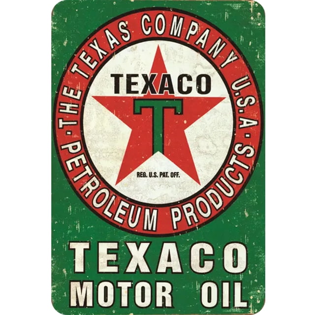 Placa Metal Vintage Texaco Pintura Hierro Rectangular Al Óleo Arte La Pared 20x30cm