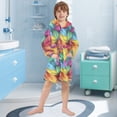thumbnail image 5 of FORMRS Niños Bathrobe Unisex Hooded Robe Soft Plush Pajamas Sleepwear, Size 10-12T, Vibrant Leaves Pattern, 5 of 7