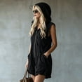 thumbnail image 5 of Ounisa Women's Solid Hooded Zip Sleeveless Short Jumpsuit Romper Soft Breathable Lightweight Casual Summer Cover Up, 5 of 7