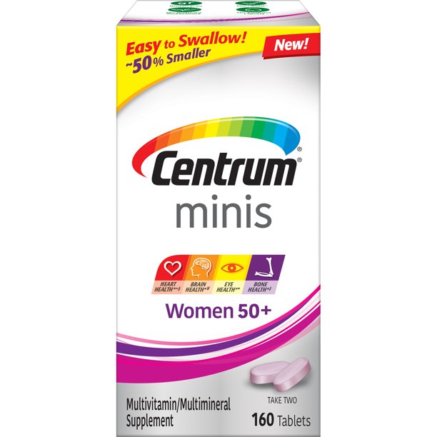 Centrum Minis Women 50+ Multivitamin Supplement NonGMO and Gluten, 160
