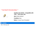 thumbnail image 2 of Auxiliary Fan Switch - Compatible with 1992 - 1993 Volvo 240, 2 of 2