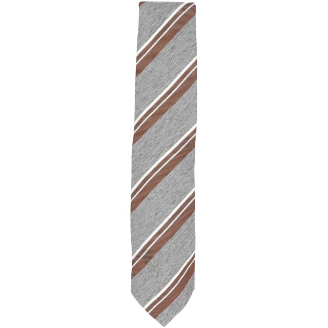 Bigi Cravate à Rayures Diagonales Multiples Argent / Brun Blanc pour Homme - Taille Unique