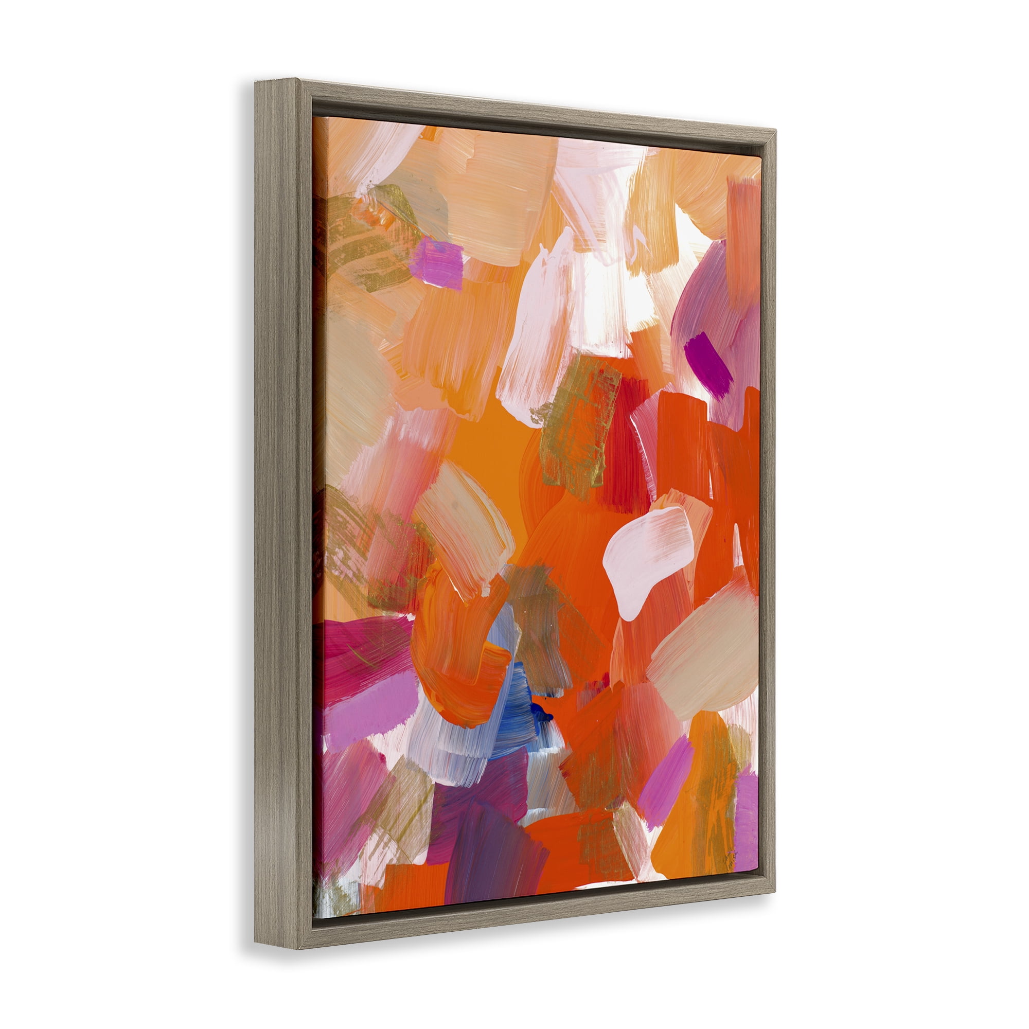 Stupell Industries Confetti Petals Abstraction Brown Framed Floater Canvas Wall Art, design by Lanie Loreth
