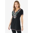 thumbnail image 3 of Roaman's Women's Plus Size Floral Embroidered Tee, 3 of 5