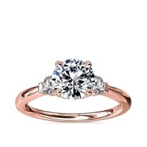 0.70 Ct Brilliant Round Cut Natural Diamond Elegant Three Stone Wedding Ring for her Solid 14K Rose Gold Size 6