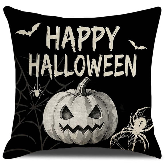 2026 Halloween Outdoor Decorations Halloween Throw Pillow Covers Black White Pumpkin Skeleton Web Decorative Cushion Cases Spooky Halloween