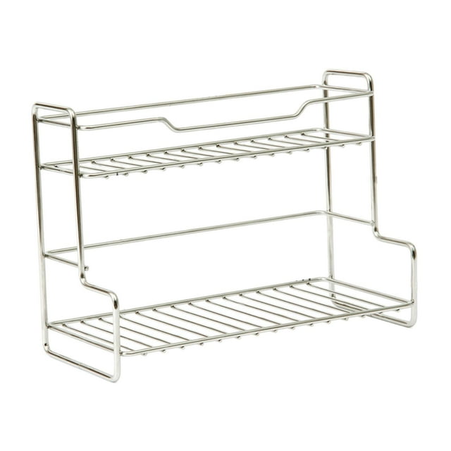 bedienty Kitchen Storage Rack Space Saving Multipurpose Desk Black for Household Restaurant Silver 27.5x13x20cm