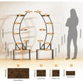 thumbnail image 2 of Tall Bookshelf with Lights, 2 Pack Ladder Bookshelves, 9 Tier Arched Home Office Storage Book Collectibles Shelves, 63" Modern Bookcase Display Shelf for Bedroom Living Room, Rustic Brown, 2 of 7